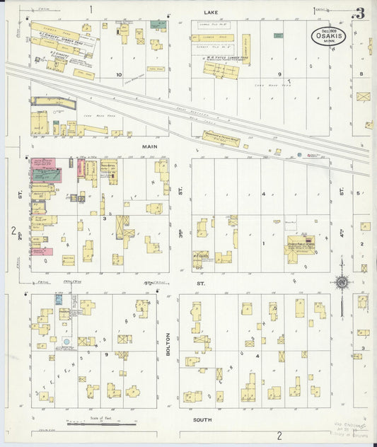 Sanborn Fire Insurance Map from Osakis, Douglas and Todd Counties, Minnesota (1909), Sheet #0003 - Historic Sanborn Fire Insurance Map Print, vintage old map wall art, antique decor, genealogy gift, Minnesota Minnesota map