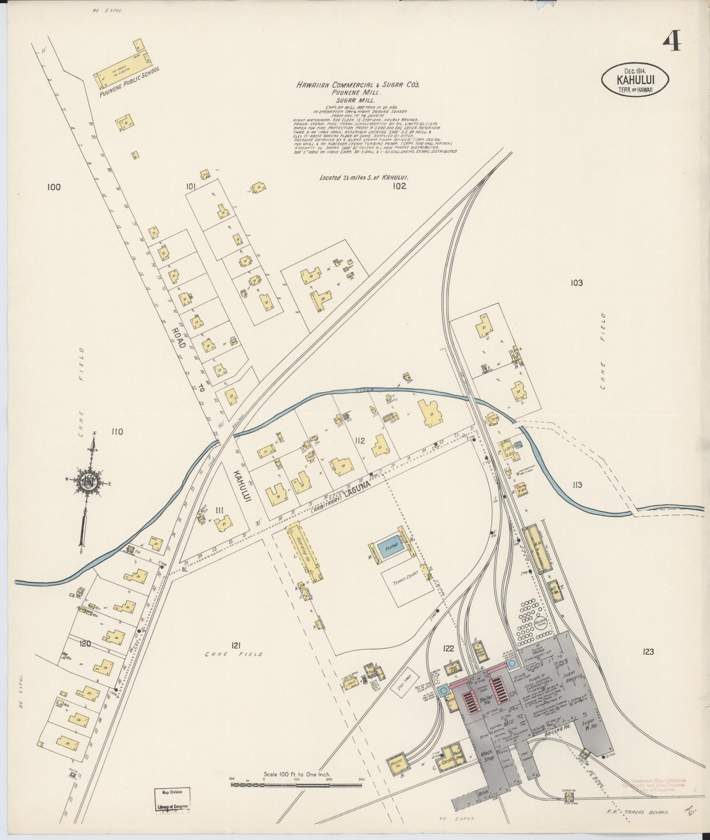 Sanborn Fire Insurance Map from Kahului, Maui County, Hawaii (1914), Sheet #0004 - Complete Map Set gallery image, historic Sanborn map, vintage wall art, Hawaii Hawaii