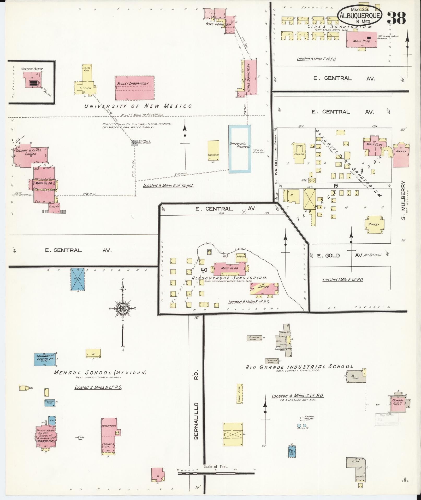 Sanborn Fire Insurance Map from Albuquerque, Bernalillo County, New Mexico (1913), Sheet #0038 - Complete Map Set gallery image, historic Sanborn map, vintage wall art, New Mexico New Mexico