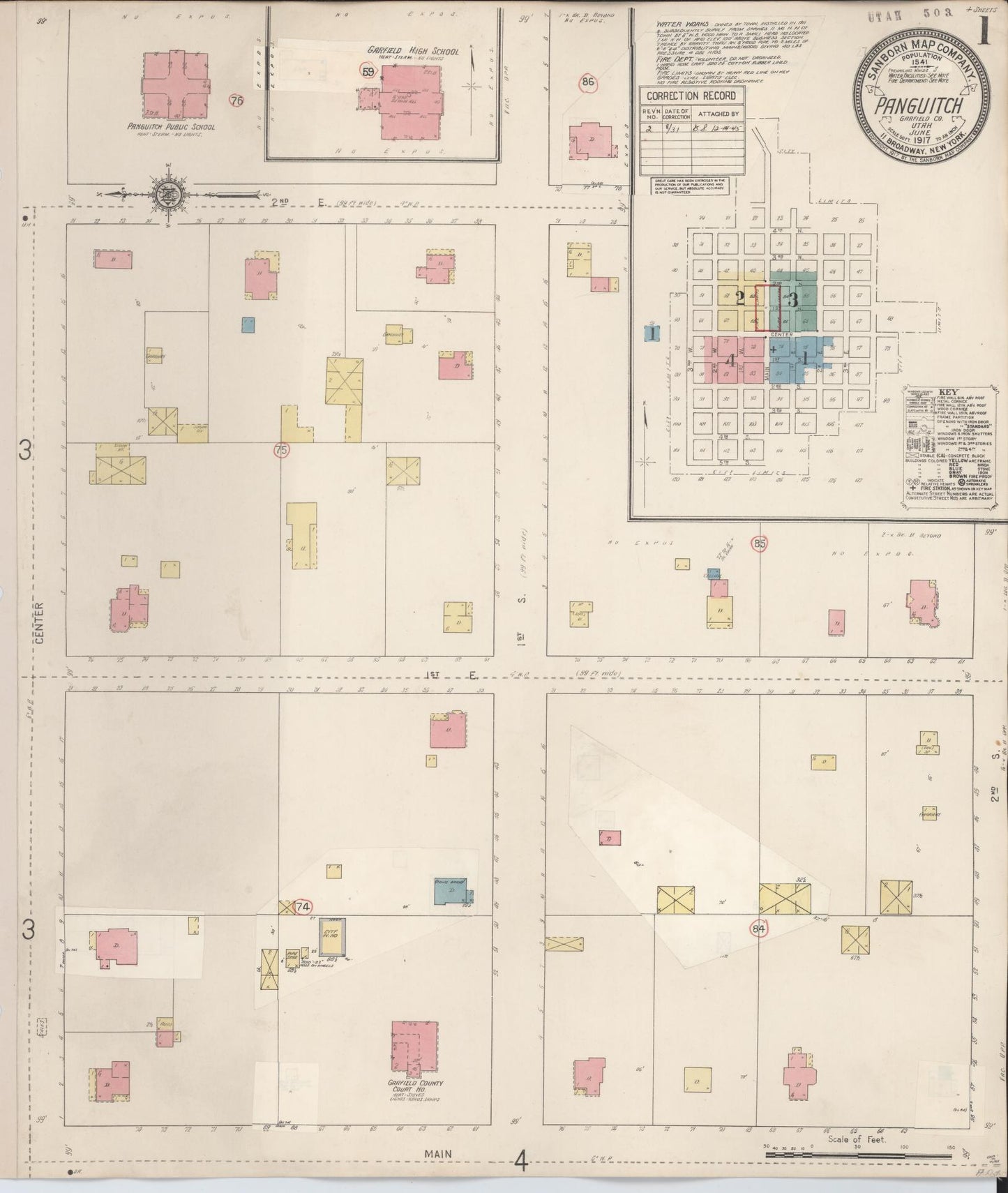 Sanborn Fire Insurance Map from Panguitch, Garfield County, Utah (1931), Sheet #0001 - Complete Map Set gallery image, historic Sanborn map, vintage wall art, Utah Utah