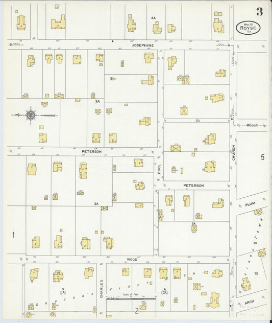 Sanborn Fire Insurance Map from Royse City, Rockwell County, Texas (1911), Sheet #0003 - Historic Sanborn Fire Insurance Map Print, vintage old map wall art, antique decor, genealogy gift, Texas Texas map