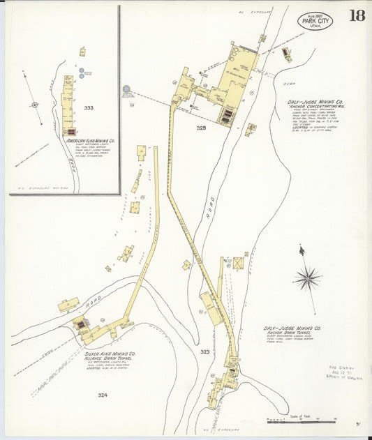 Sanborn Fire Insurance Map from Park City, Summit County, Utah (1907), Sheet #0018 - Historic Sanborn Fire Insurance Map Print, vintage old map wall art, antique decor, genealogy gift, Utah Utah map