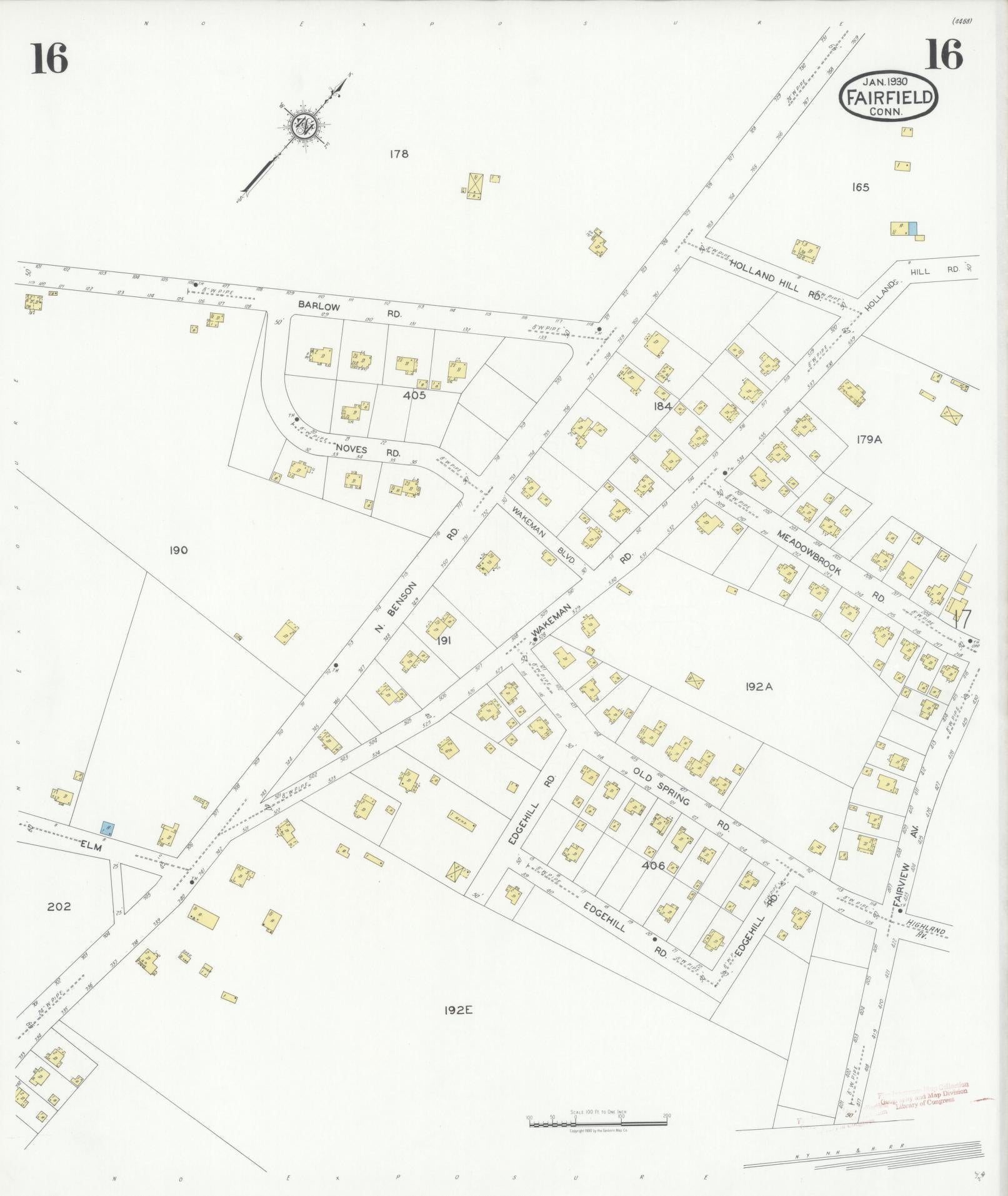 Sanborn Fire Insurance Map from Fairfield, Fairfield County, Connecticut (1930), Sheet #0016 - Complete Map Set gallery image, historic Sanborn map, vintage wall art, Connecticut Connecticut