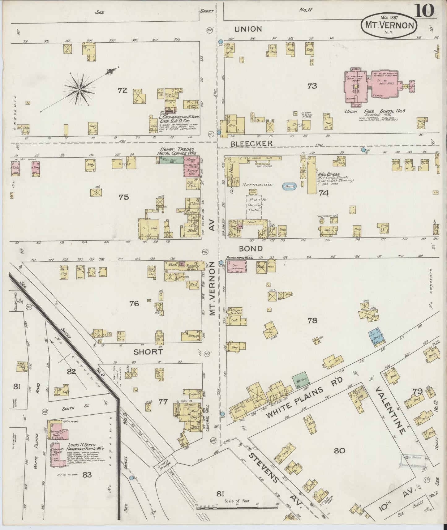 Sanborn Fire Insurance Map from Mount Vernon, Westchester County, New York (1887), Sheet #0010 - Complete Map Set gallery image, historic Sanborn map, vintage wall art, New York New York
