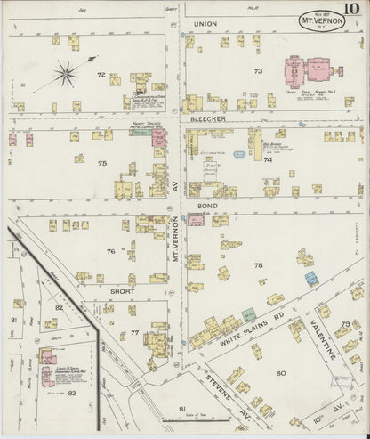 Sanborn Fire Insurance Map from Mount Vernon, Westchester County, New York (1887), Sheet #0010 - Complete Map Set gallery image, historic Sanborn map, vintage wall art, New York New York