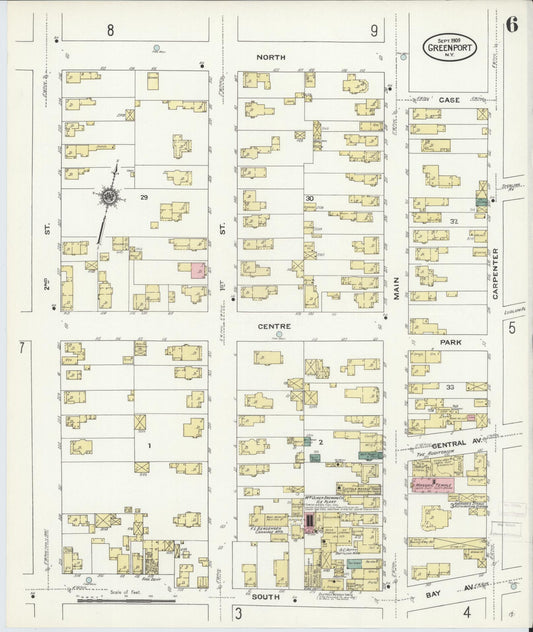 Sanborn Fire Insurance Map from Greenport, Suffolk County, New York (1909), Sheet #0006 - Historic Sanborn Fire Insurance Map Print, vintage old map wall art, antique decor, genealogy gift, New York New York map