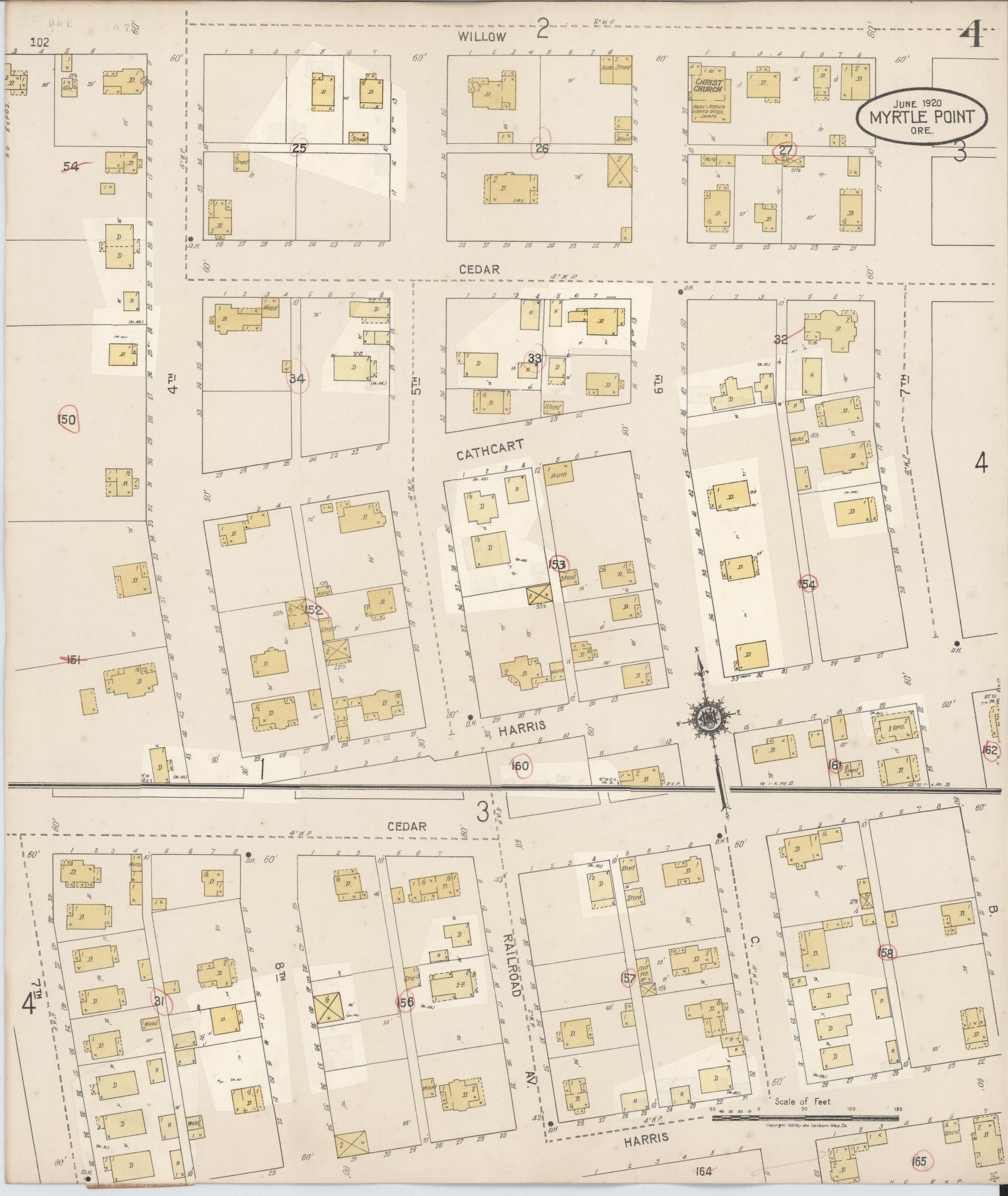Sanborn Fire Insurance Map from Myrtle Point, Coos County, Oregon (1931), Sheet #0004 - Historic Sanborn Fire Insurance Map Print, vintage old map wall art, antique decor, genealogy gift, Oregon Oregon map