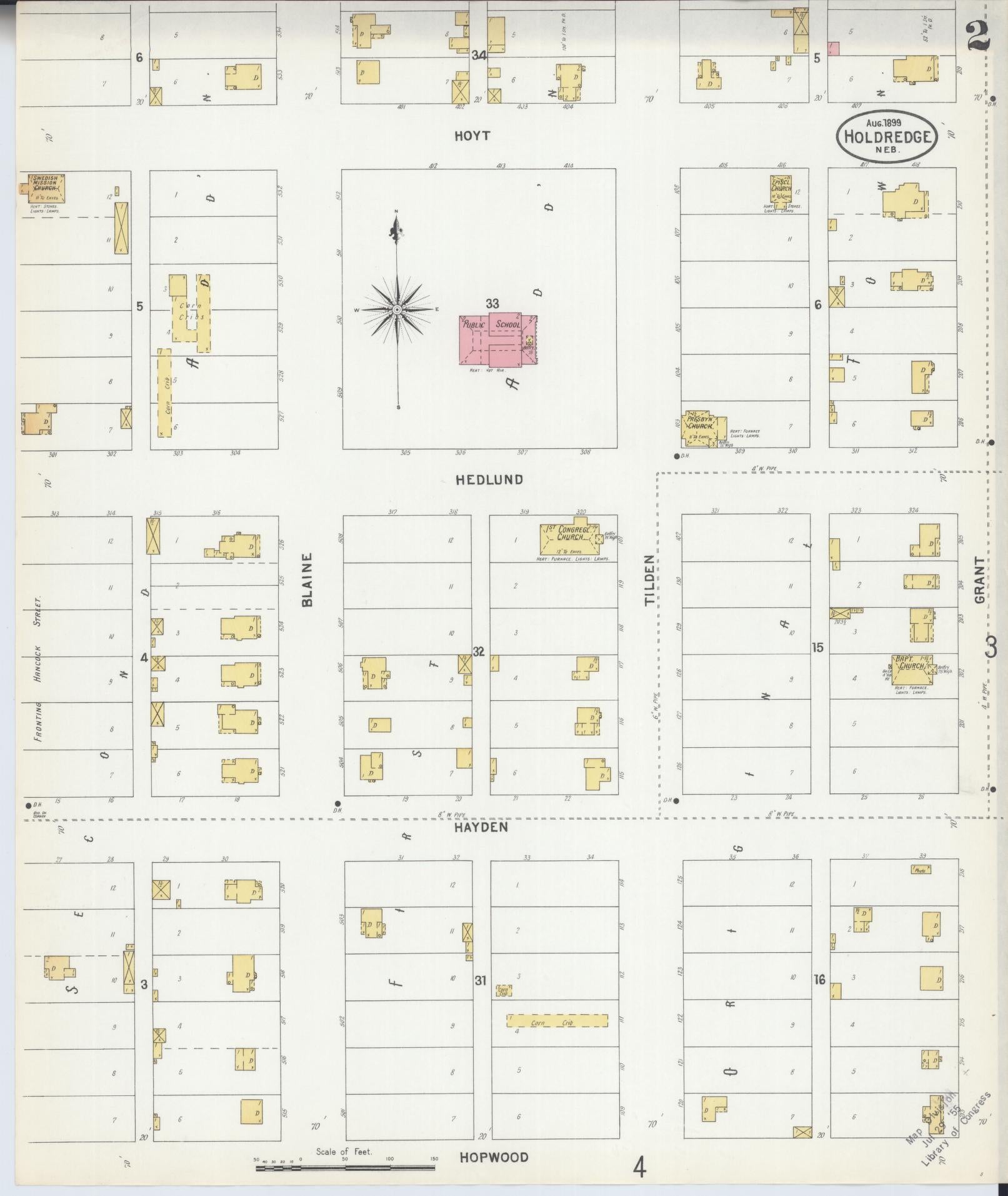 Sanborn Fire Insurance Map from Holdrege, Phelps County, Nebraska (1899), Sheet #0002 - Complete Map Set gallery image, historic Sanborn map, vintage wall art, Nebraska Nebraska