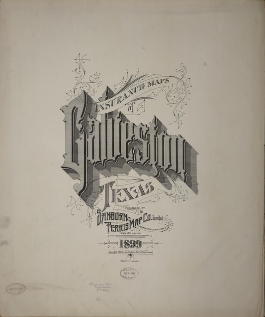 Sanborn Fire Insurance Map from Galveston, Galveston County, Texas (1899), Sheet #0001 - Historic Sanborn Fire Insurance Map Print, vintage old map wall art, antique decor, genealogy gift, Texas Texas map