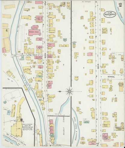 Sanborn Fire Insurance Map from Rosendale, Ulster County, New York (1898), Sheet #0002 - Historic Sanborn Fire Insurance Map Print, vintage old map wall art, antique decor, genealogy gift, New York New York map