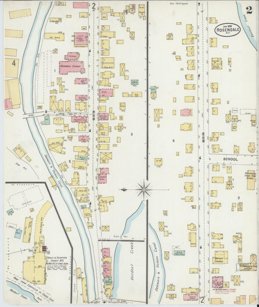 Sanborn Fire Insurance Map from Rosendale, Ulster County, New York (1898), Sheet #0002 - Historic Sanborn Fire Insurance Map Print, vintage old map wall art, antique decor, genealogy gift, New York New York map
