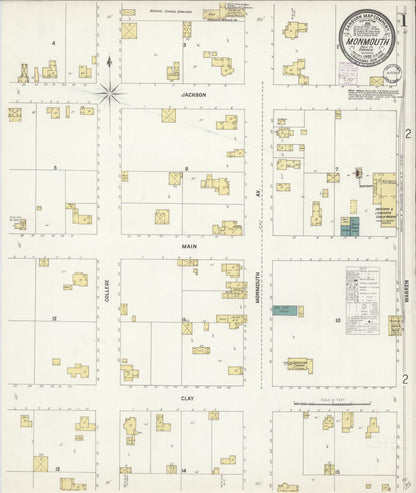 Sanborn Fire Insurance Map from Monmouth, Polk County, Oregon (1902), Sheet #0001 - Complete Map Set gallery image, historic Sanborn map, vintage wall art, Oregon Oregon