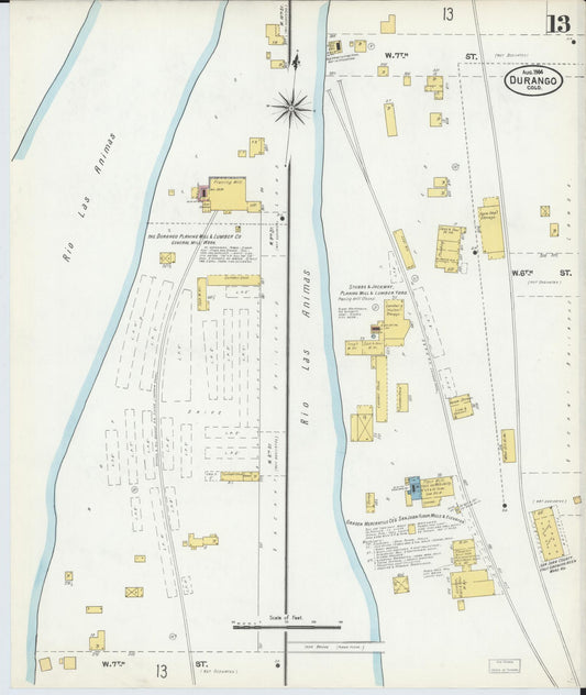 Sanborn Fire Insurance Map from Durango, La Plata County, Colorado (1904), Sheet #0013 - Historic Sanborn Fire Insurance Map Print, vintage old map wall art, antique decor, genealogy gift, Colorado Colorado map
