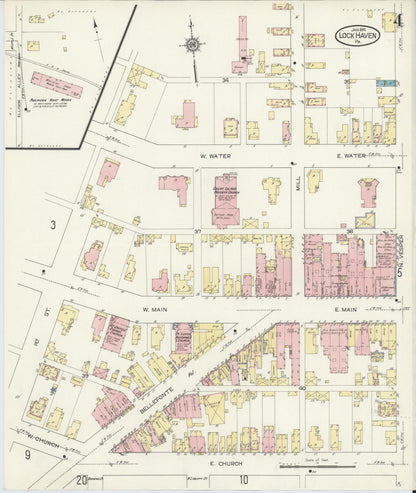 Sanborn Fire Insurance Map from Lock Haven, Clinton County, Pennsylvania (1914), Sheet #0004 - Historic Sanborn Fire Insurance Map Print, vintage old map wall art, antique decor, genealogy gift, Pennsylvania Pennsylvania map