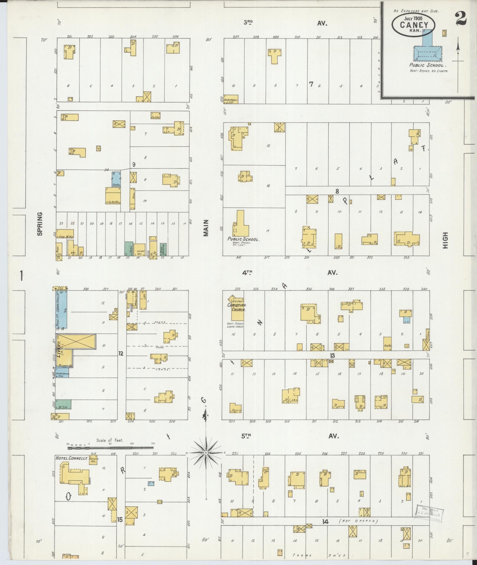Sanborn Fire Insurance Map from Caney, Montgomery County, Kansas (1900), Sheet #0002 - Complete Map Set gallery image, historic Sanborn map, vintage wall art, Kansas Kansas
