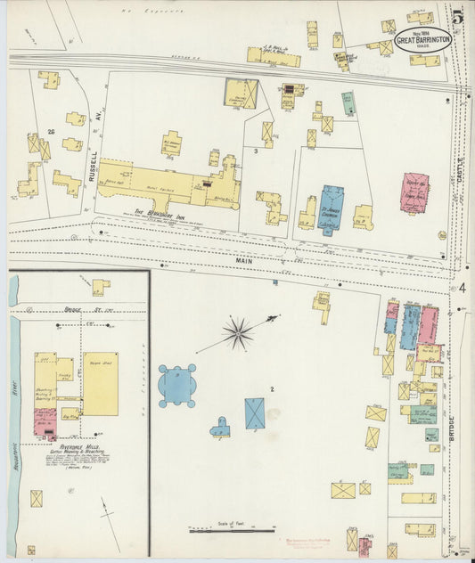 Sanborn Fire Insurance Map from Great Barrington, Berkshire County, Massachusetts (1898), Sheet #0005 - Historic Sanborn Fire Insurance Map Print, vintage old map wall art, antique decor, genealogy gift, Massachusetts Massachusetts map