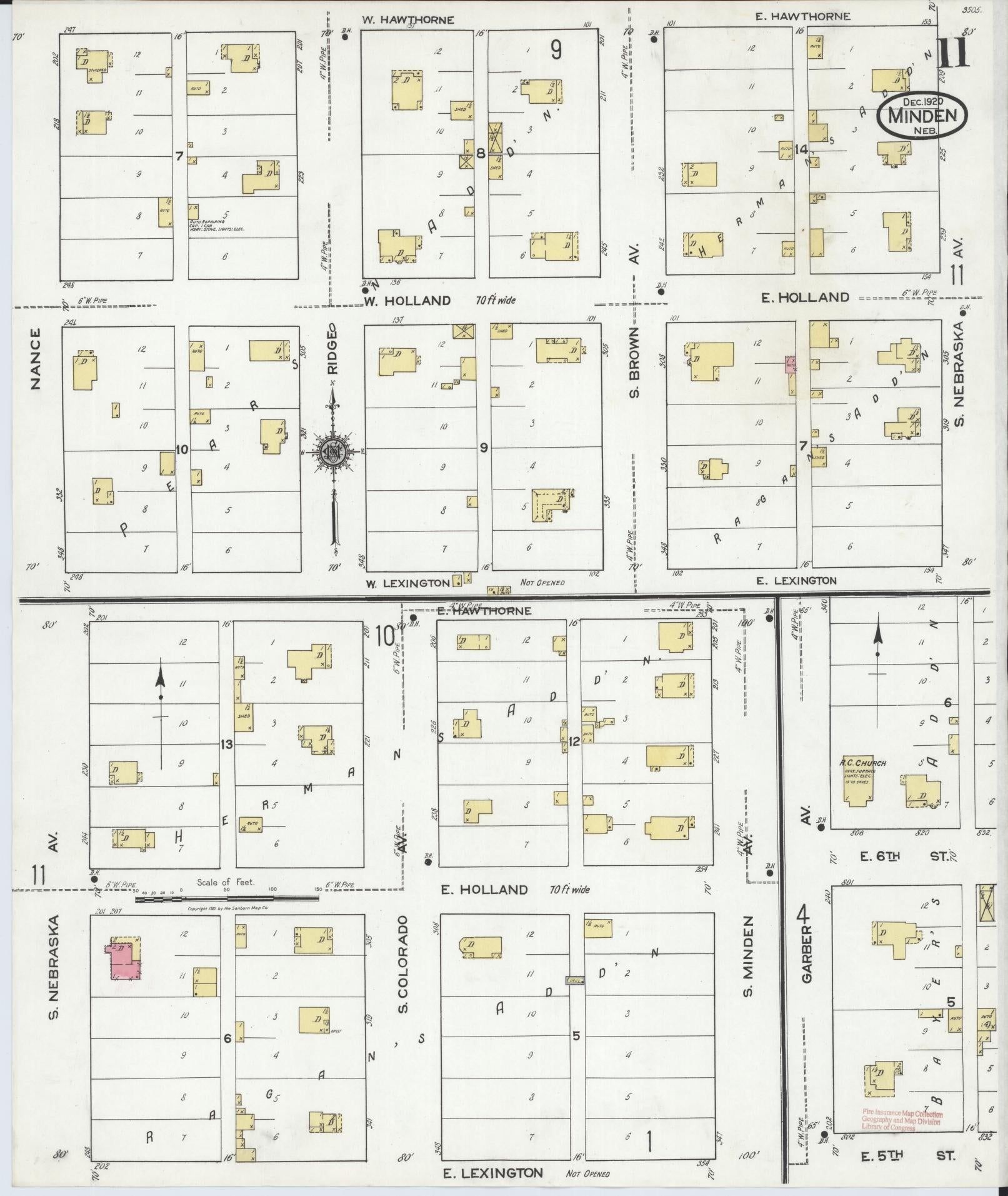 Sanborn Fire Insurance Map from Minden, Kearney County, Nebraska (1920), Sheet #0011 - Historic Sanborn Fire Insurance Map Print, vintage old map wall art, antique decor, genealogy gift, Nebraska Nebraska map