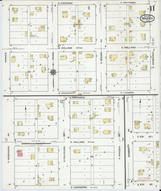 Sanborn Fire Insurance Map from Minden, Kearney County, Nebraska (1920), Sheet #0011 - Historic Sanborn Fire Insurance Map Print, vintage old map wall art, antique decor, genealogy gift, Nebraska Nebraska map