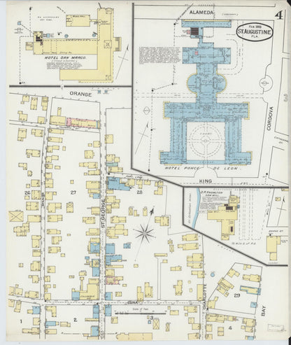 Sanborn Fire Insurance Map from Saint Augustine, Saint John's County, Florida (1893), Sheet #0004 - Complete Map Set gallery image, historic Sanborn map, vintage wall art, Florida Florida
