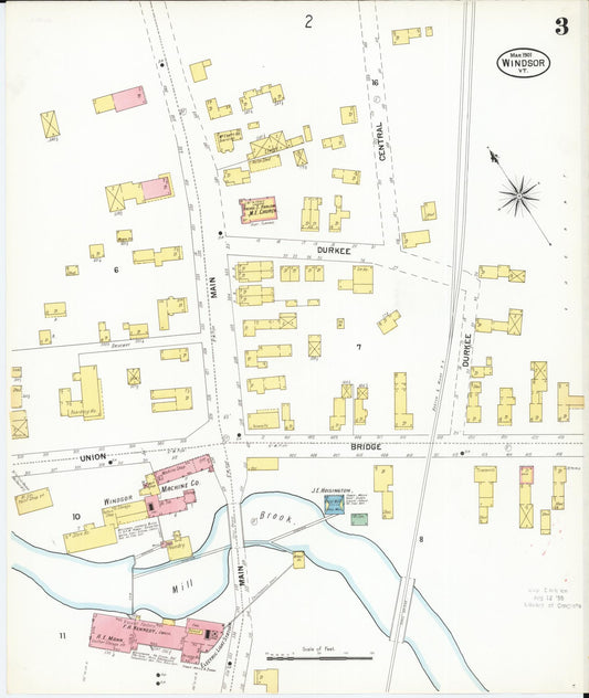 Sanborn Fire Insurance Map from Windsor, Windsor County, Vermont (1901), Sheet #0003 - Historic Sanborn Fire Insurance Map Print, vintage old map wall art, antique decor, genealogy gift, Vermont Vermont map