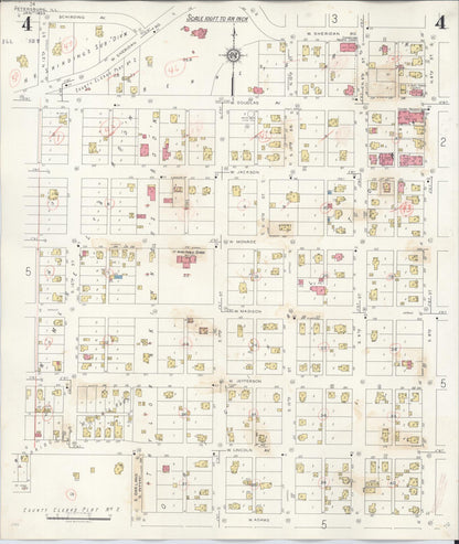 Sanborn Fire Insurance Map from Petersburg, Menard County, Illinois (1943), Sheet #0004 - Historic Sanborn Fire Insurance Map Print, vintage old map wall art, antique decor, genealogy gift, Illinois Illinois map