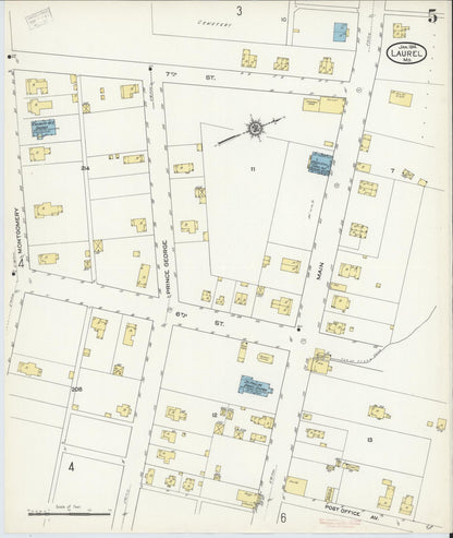 Sanborn Fire Insurance Map from Laurel, Prince Georges County, Maryland (1914), Sheet #0005 - Complete Map Set gallery image, historic Sanborn map, vintage wall art, Maryland Maryland