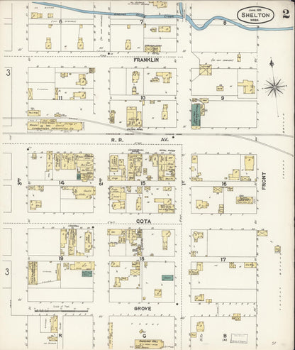 Sanborn Fire Insurance Map from Shelton, Mason County, Washington (1896), Sheet #0002 - Complete Map Set gallery image, historic Sanborn map, vintage wall art, Washington Washington