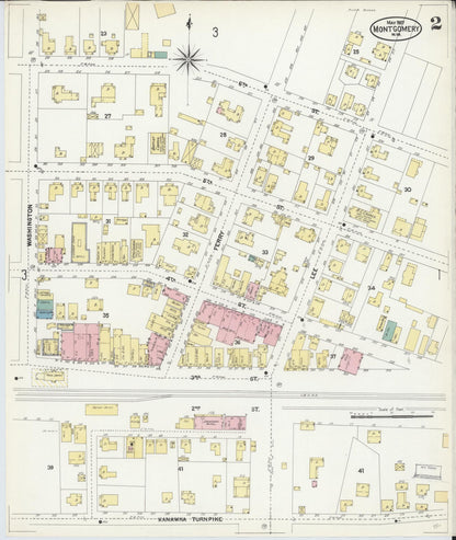 Sanborn Fire Insurance Map from Montgomery, Fayette County, West Virginia (1907), Sheet #0002 - Complete Map Set gallery image, historic Sanborn map, vintage wall art, West Virginia West Virginia
