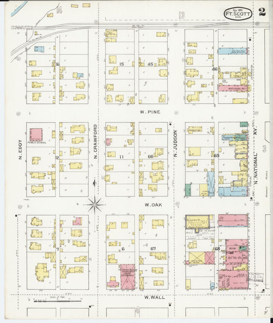 Sanborn Fire Insurance Map from Fort Scott, Bourbon County, Kansas (1893), Sheet #0002 - Historic Sanborn Fire Insurance Map Print, vintage old map wall art, antique decor, genealogy gift, Kansas Kansas map