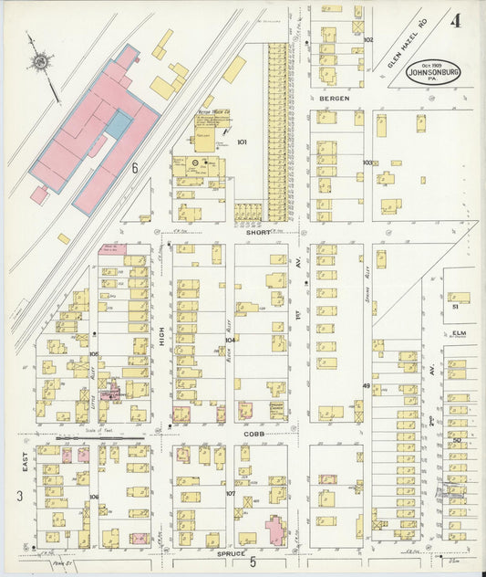 Sanborn Fire Insurance Map from Johnsonburg, Elk County, Pennsylvania (1909), Sheet #0004 - Historic Sanborn Fire Insurance Map Print, vintage old map wall art, antique decor, genealogy gift, Pennsylvania Pennsylvania map