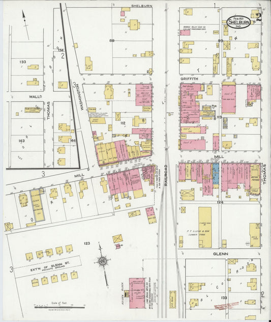 Sanborn Fire Insurance Map from Shelburn, Sullivan County, Indiana (1921), Sheet #0002 - Historic Sanborn Fire Insurance Map Print, vintage old map wall art, antique decor, genealogy gift, Indiana Indiana map