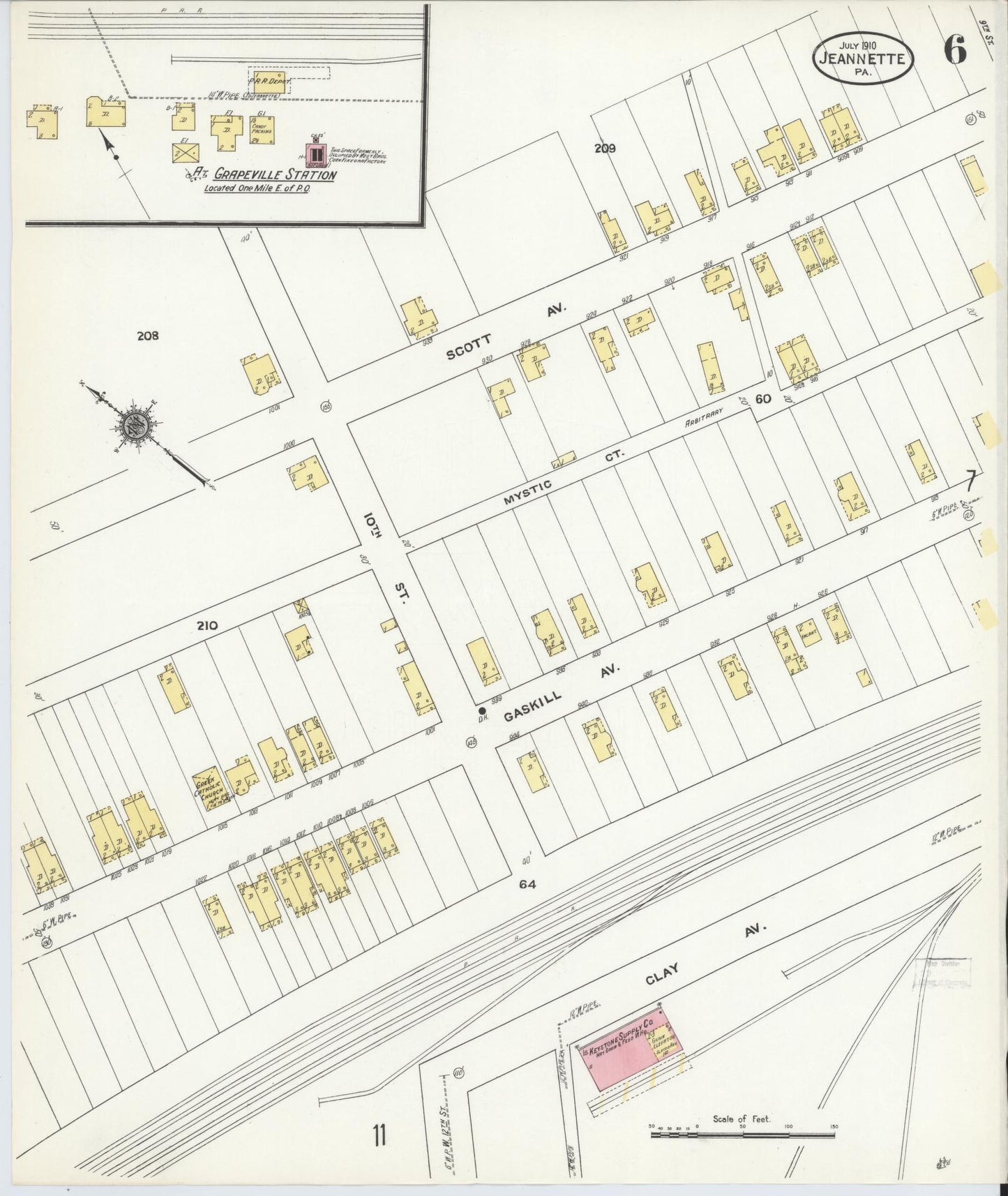 Sanborn Fire Insurance Map from Jeannette, Westmoreland County, Pennsylvania (1910), Sheet #0006 - Complete Map Set gallery image, historic Sanborn map, vintage wall art, Pennsylvania Pennsylvania