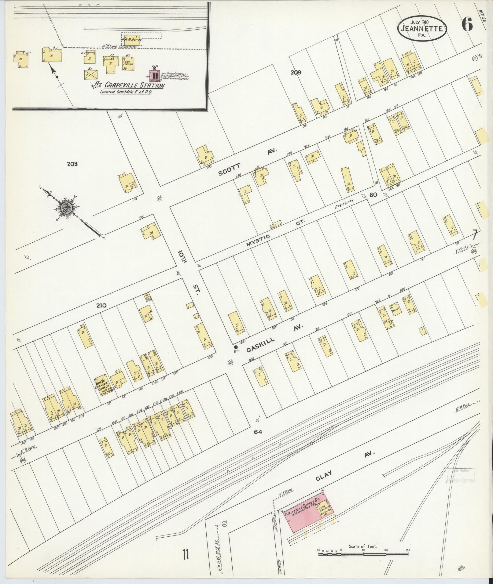 Sanborn Fire Insurance Map from Jeannette, Westmoreland County, Pennsylvania (1910), Sheet #0006 - Complete Map Set gallery image, historic Sanborn map, vintage wall art, Pennsylvania Pennsylvania