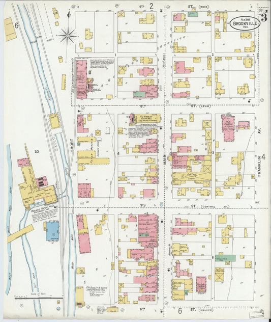 Sanborn Fire Insurance Map from Brookville, Franklin County, Indiana (1899), Sheet #0003 - Historic Sanborn Fire Insurance Map Print, vintage old map wall art, antique decor, genealogy gift, Indiana Indiana map