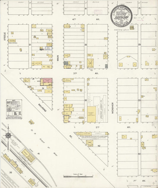 Sanborn Fire Insurance Map from Judith Gap, Wheatland County, Montana (1910), Sheet #0001 - Historic Sanborn Fire Insurance Map Print, vintage old map wall art, antique decor, genealogy gift, Montana Montana map