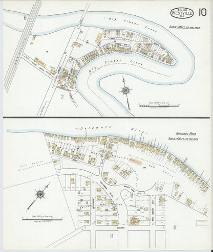 Sanborn Fire Insurance Map from Westville, Gloucester County, New Jersey (1919), Sheet #0010 - Complete Map Set gallery image, historic Sanborn map, vintage wall art, New Jersey New Jersey