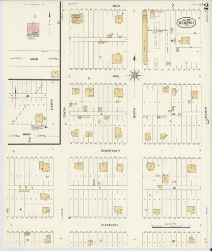 Sanborn Fire Insurance Map from Memphis, Hall County, Texas (1908), Sheet #0002 - Complete Map Set gallery image, historic Sanborn map, vintage wall art, Texas Texas