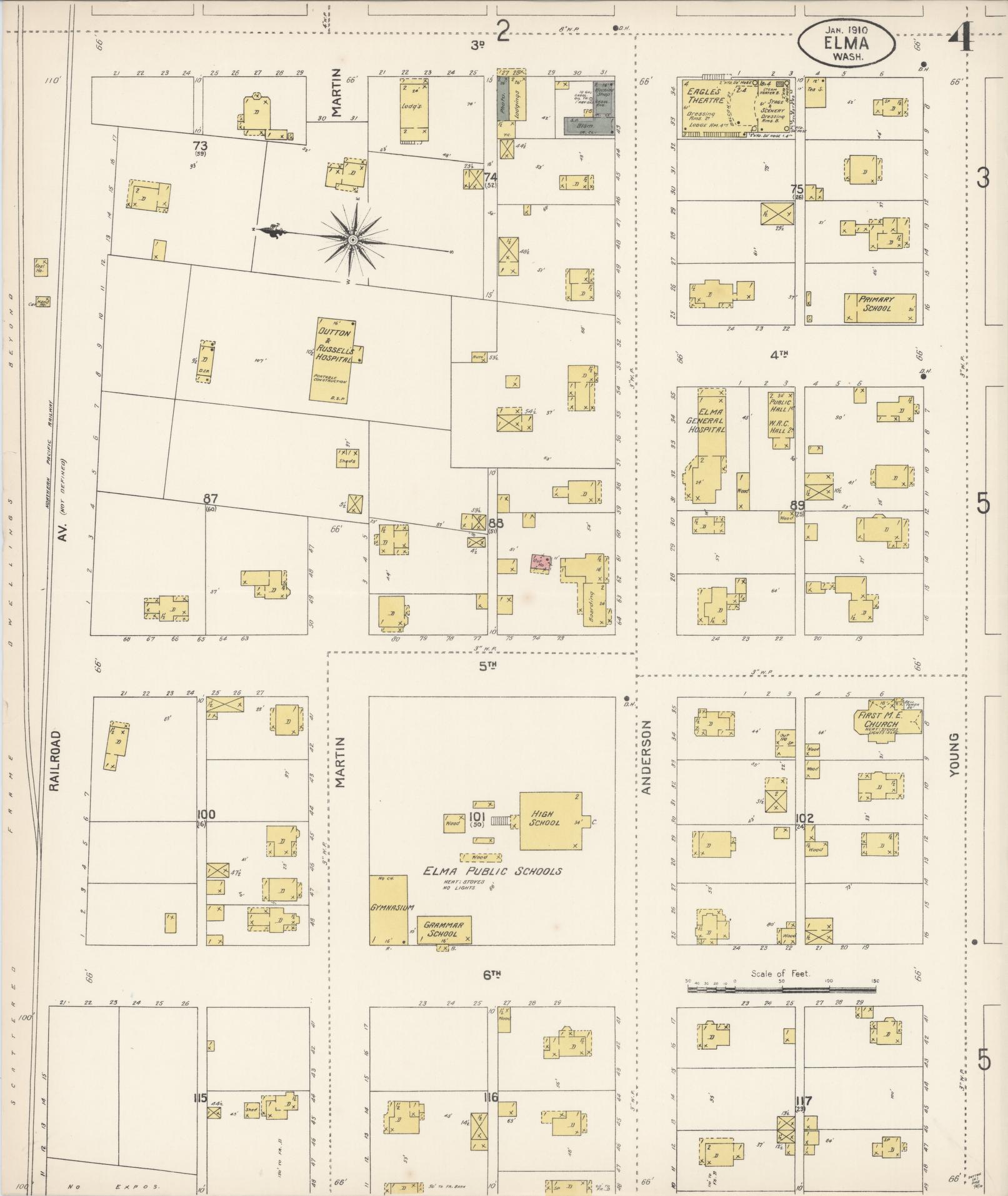 Sanborn Fire Insurance Map from Elma, Grays Harbor County, Washington (1910), Sheet #0004 - Complete Map Set gallery image, historic Sanborn map, vintage wall art, Washington Washington