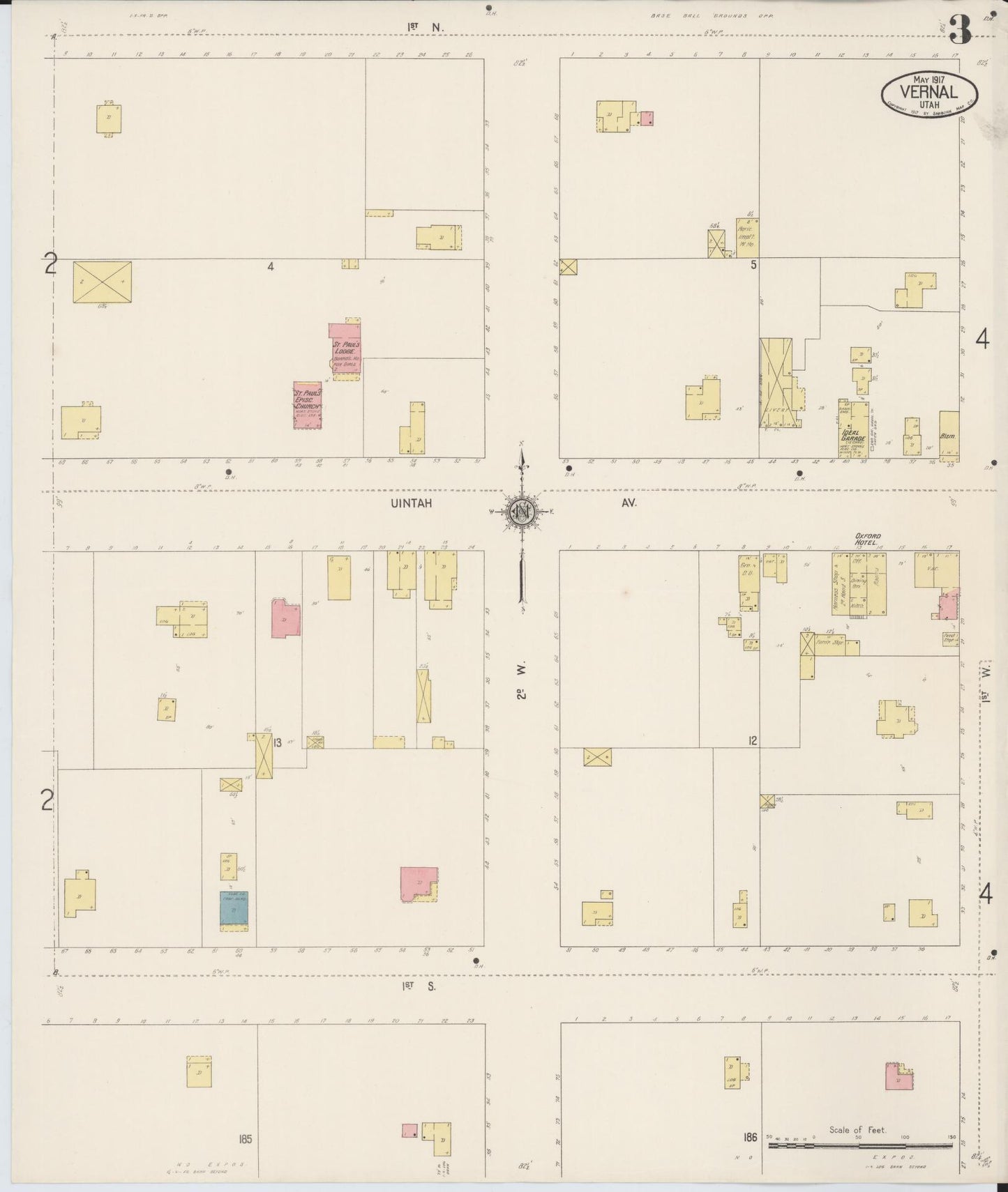 Sanborn Fire Insurance Map from Vernal, Uintah County, Utah (1917), Sheet #0003 - Complete Map Set gallery image, historic Sanborn map, vintage wall art, Utah Utah
