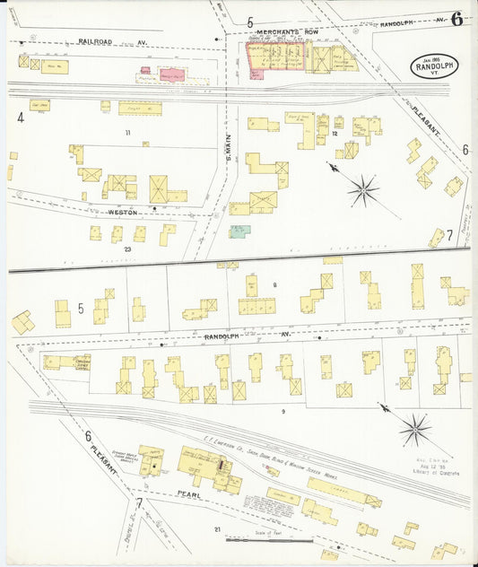 Sanborn Fire Insurance Map from Randolph, Orange County, Vermont (1905), Sheet #0006 - Historic Sanborn Fire Insurance Map Print, vintage old map wall art, antique decor, genealogy gift, Vermont Vermont map