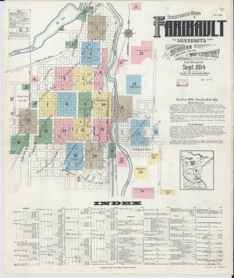 Sanborn Fire Insurance Map from Faribault, Rice County, Minnesota. (1914) – Map View