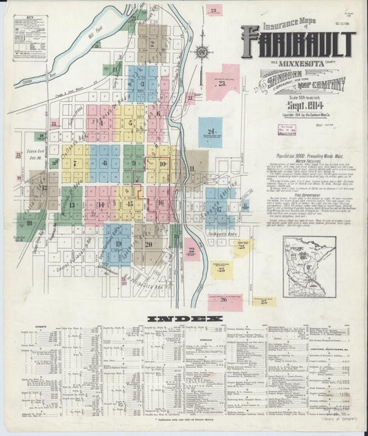Sanborn Fire Insurance Map from Faribault, Rice County, Minnesota. (1914) – Map View