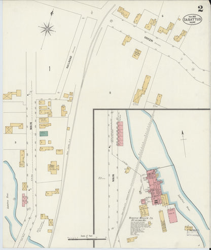 Sanborn Fire Insurance Map from Sabattus, Androscoggin County, Maine (1902), Sheet #0002 - Complete Map Set gallery image, historic Sanborn map, vintage wall art, Maine Maine