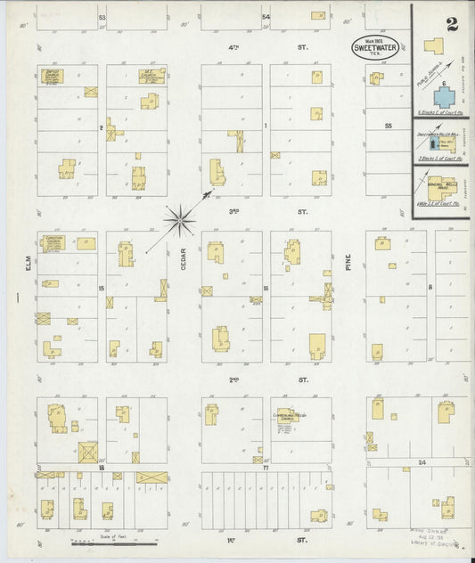 Sanborn Fire Insurance Map from Sweetwater, Nolan County, Texas (1902), Sheet #0002 - Historic Sanborn Fire Insurance Map Print, vintage old map wall art, antique decor, genealogy gift, Texas Texas map