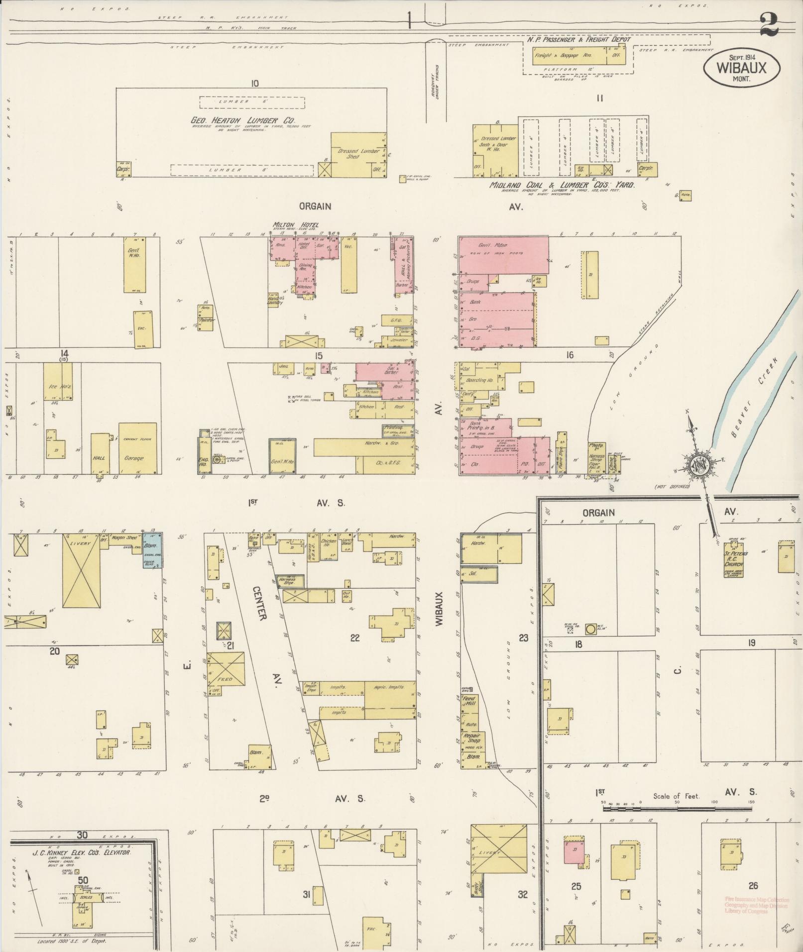 Sanborn Fire Insurance Map from Wibaux, Wibaux County, Montana (1914), Sheet #0002 - Complete Map Set gallery image, historic Sanborn map, vintage wall art, Montana Montana