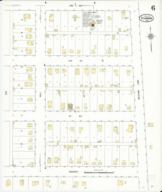 Sanborn Fire Insurance Map from Scammon, Cherokee County, Kansas (1912), Sheet #0006 - Historic Sanborn Fire Insurance Map Print, vintage old map wall art, antique decor, genealogy gift, Kansas Kansas map