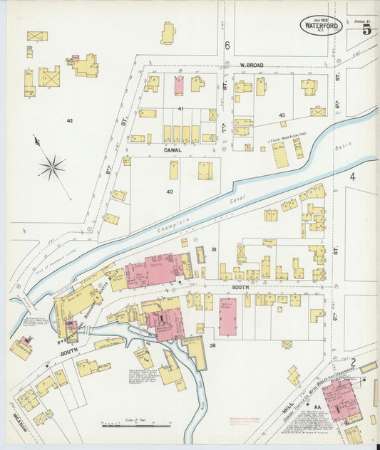 Sanborn Fire Insurance Map from Waterford, Saratoga County, New York (1902), Sheet #0005 - Historic Sanborn Fire Insurance Map Print, vintage old map wall art, antique decor, genealogy gift, New York New York map