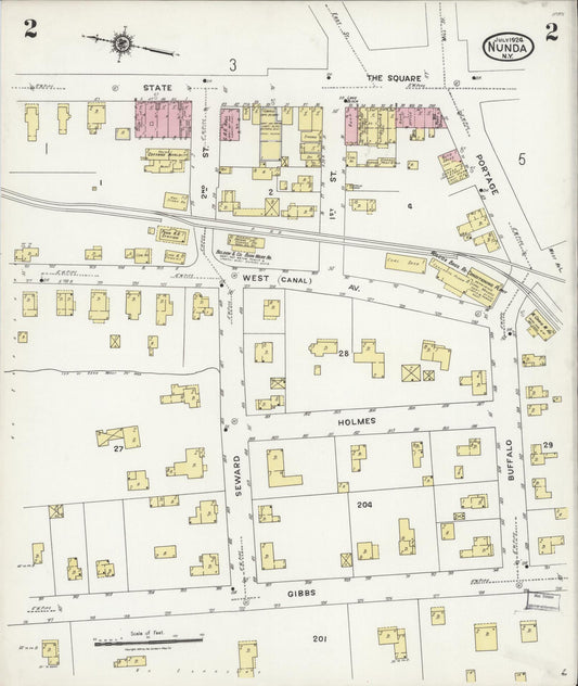 Sanborn Fire Insurance Map from Nunda, Livingston County, New York (1924), Sheet #0002 - Historic Sanborn Fire Insurance Map Print, vintage old map wall art, antique decor, genealogy gift, New York New York map