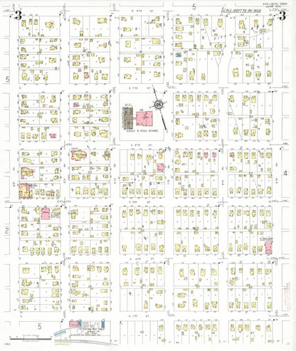 Sanborn Fire Insurance Map from Sheldon, O'Brien County, Iowa (1933), Sheet #0003 - Historic Sanborn Fire Insurance Map Print, vintage old map wall art