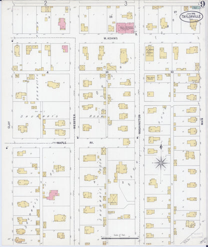 Sanborn Fire Insurance Map from Taylorville, Christian County, Illinois (1899), Sheet #0009 - Complete Map Set gallery image, historic Sanborn map, vintage wall art, Illinois Illinois